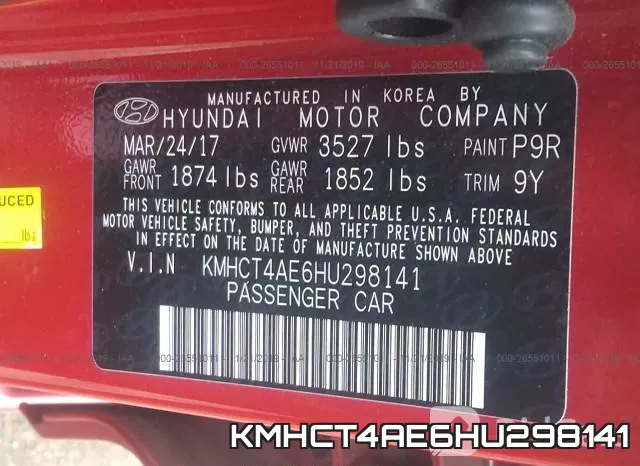 KMHCT4AE6HU298141 фото 9
