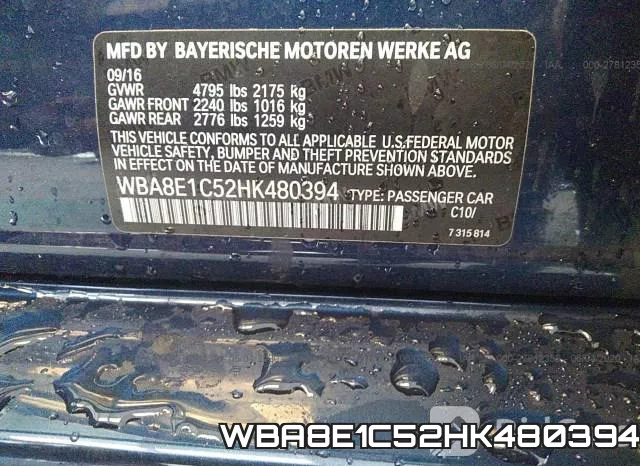 WBA8E1C52HK480394 фото 10