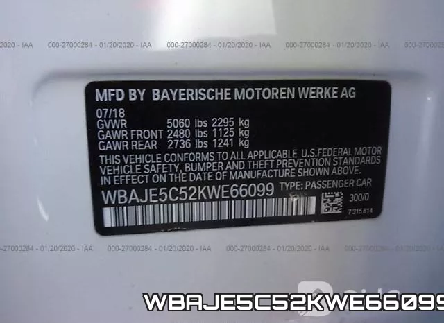 WBAJE5C52KWE66099 фото 10