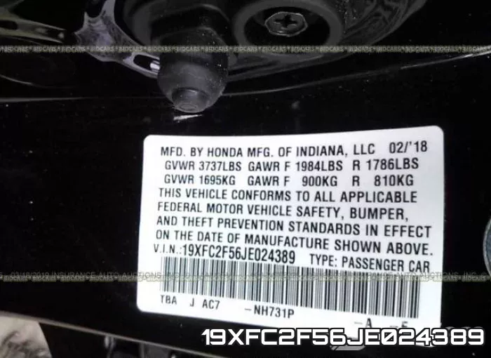 19XFC2F56JE024389 фото 10