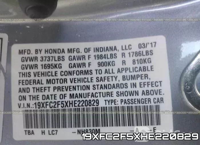 19XFC2F5XHE220829 фото 10