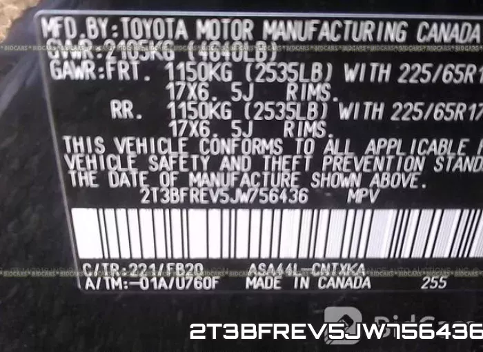 2T3BFREV5JW756436 фото 10
