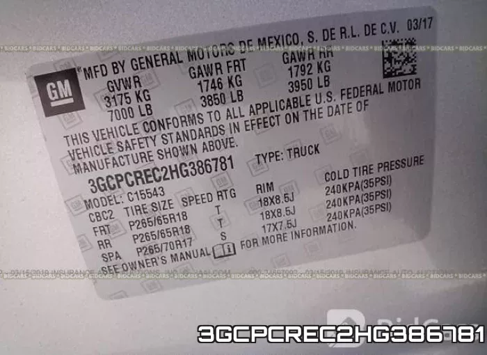 3GCPCREC2HG386781 фото 10