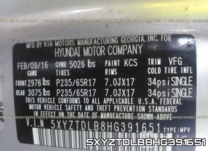 5XYZTDLB8HG391651 фото 10