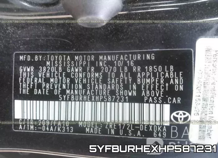 5YFBURHEXHP587231 фото 10