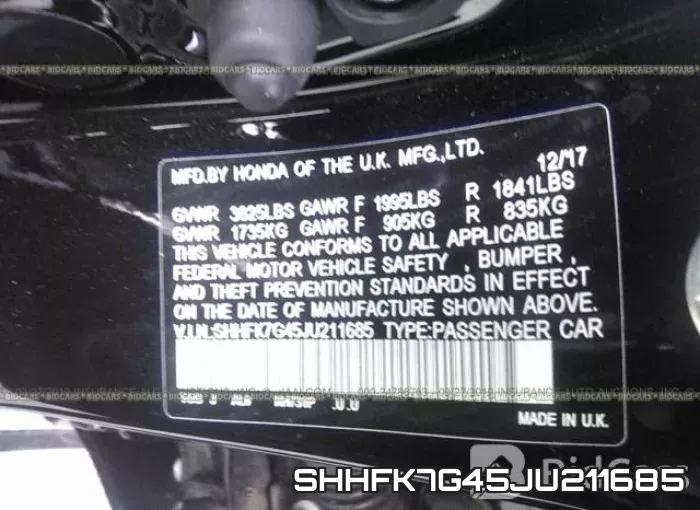 SHHFK7G45JU211685 фото 20