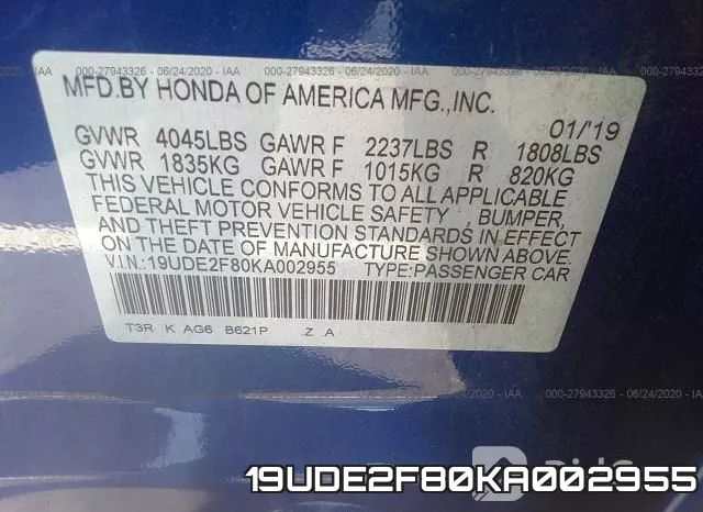 19UDE2F80KA002955 фото 10