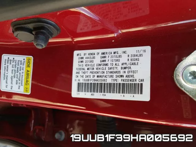 19UUB1F39HA005692 фото 2