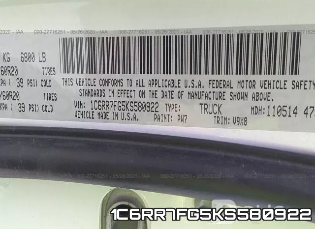 1C6RR7FG5KS580922 фото 10