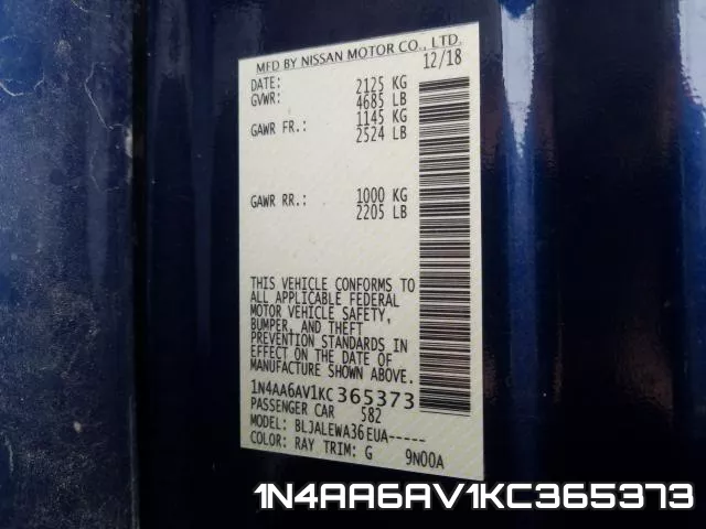 1N4AA6AV1KC365373 фото 2