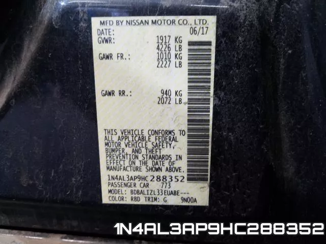 1N4AL3AP9HC288352 фото 2
