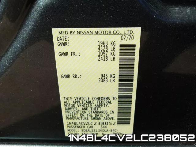 1N4BL4CV2LC238052 фото 2