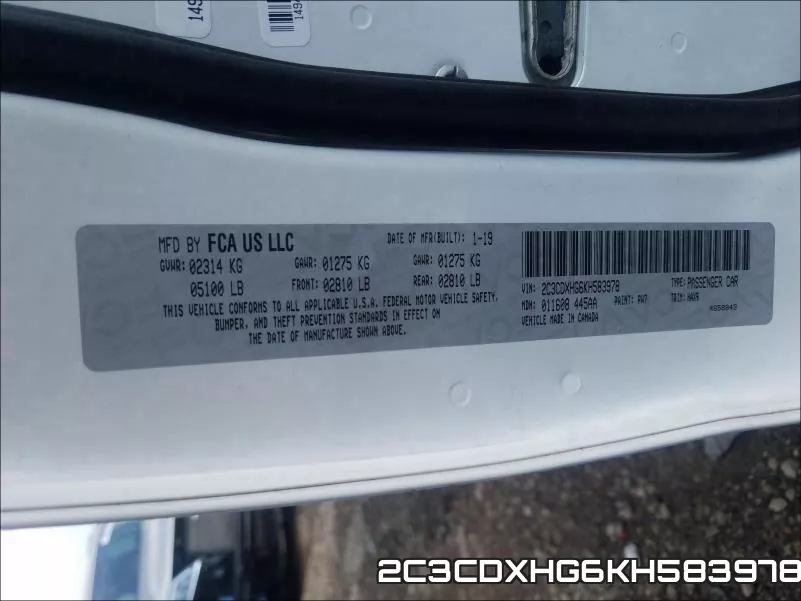 2C3CDXHG6KH583978 фото 2