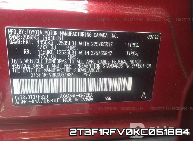 2T3F1RFV0KC051884 фото 10