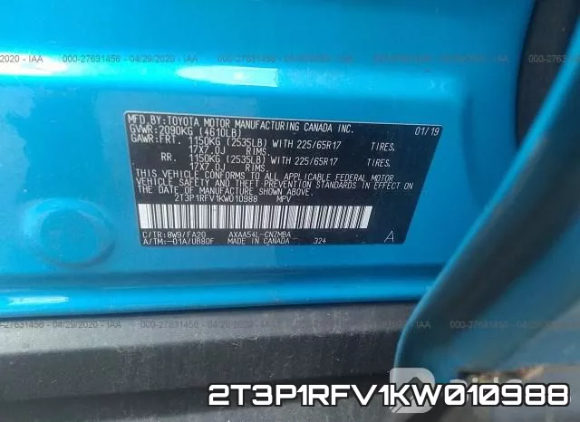 2T3P1RFV1KW010988 фото 10