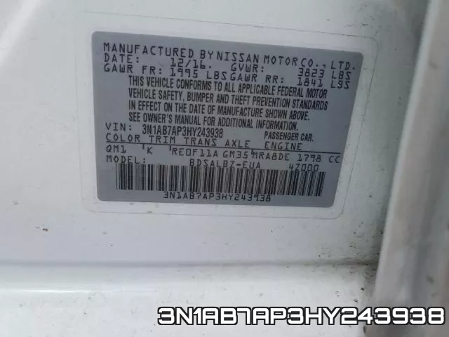 3N1AB7AP3HY243938 фото 2