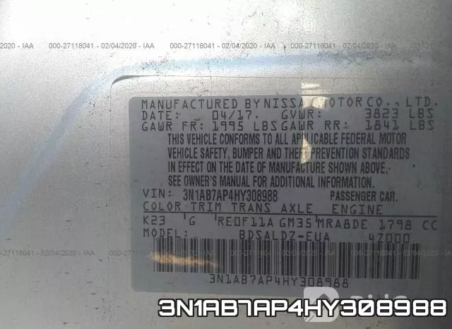 3N1AB7AP4HY308988 фото 10