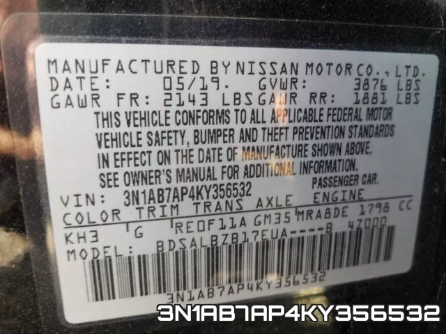 3N1AB7AP4KY356532 фото 2