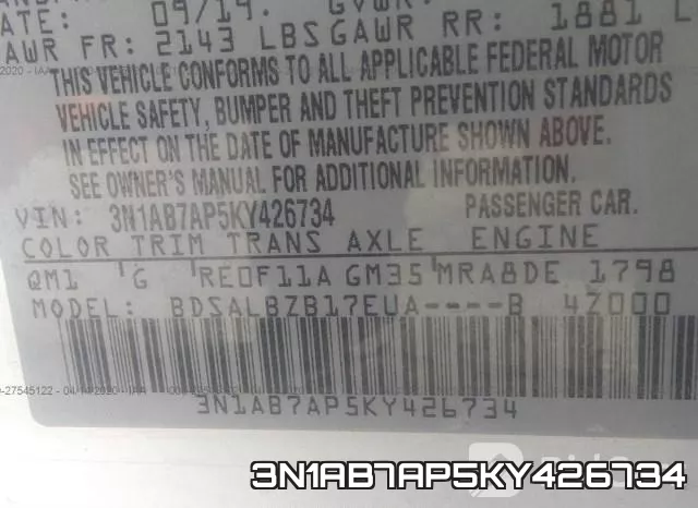 3N1AB7AP5KY426734 фото 10