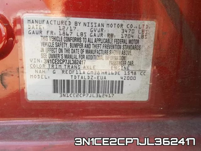 3N1CE2CP7JL362417 фото 2