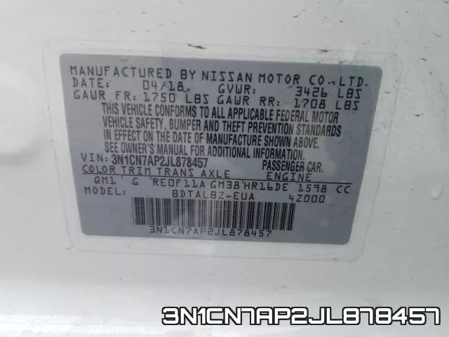 3N1CN7AP2JL878457 фото 2