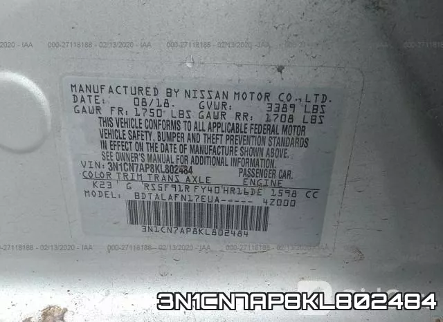 3N1CN7AP8KL802484 фото 9