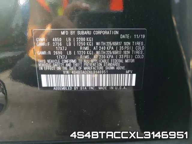 4S4BTACCXL3146951 фото 2
