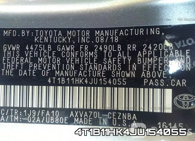 4T1B11HK4JU154055 фото 10