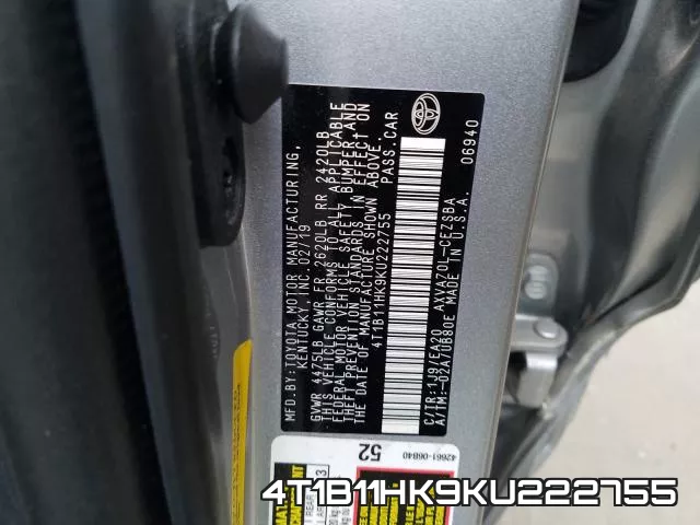 4T1B11HK9KU222755 фото 2