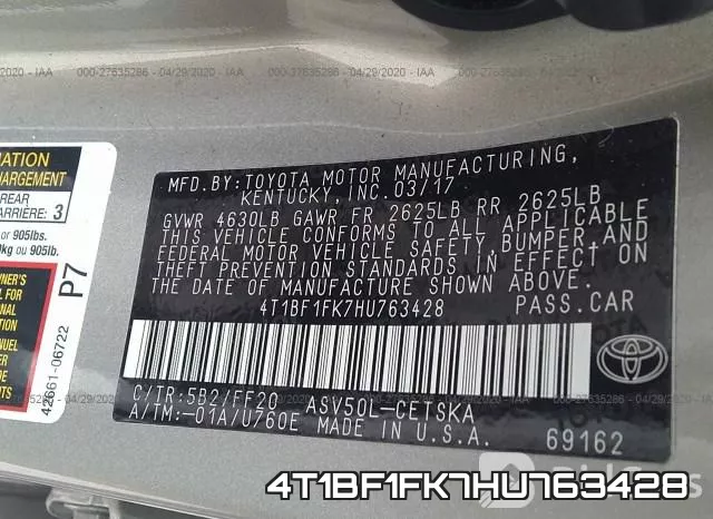 4T1BF1FK7HU763428 фото 10