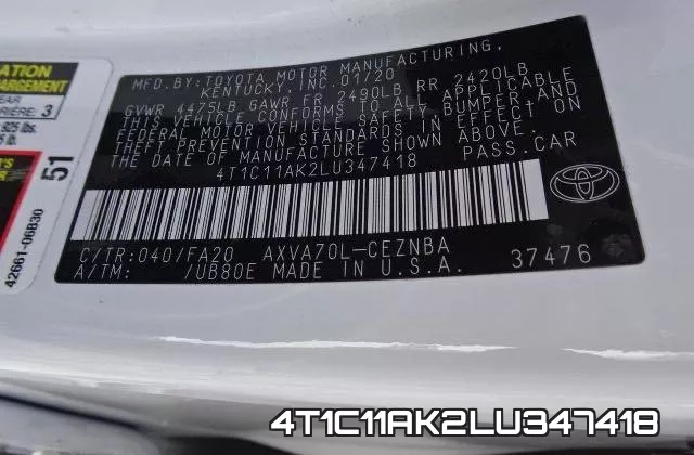 4T1C11AK2LU347418 фото 2