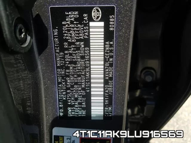 4T1C11AK9LU916569 фото 2