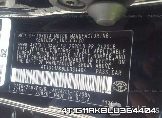4T1G11AK8LU364404 фото 10