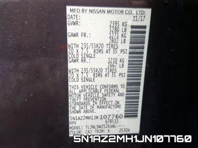 5N1AZ2MH1JN107760 фото 2