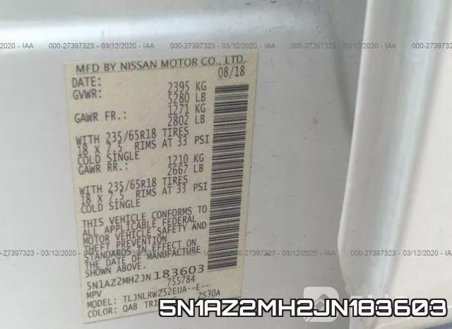 5N1AZ2MH2JN183603 фото 10