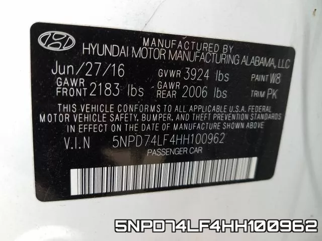 5NPD74LF4HH100962 фото 2