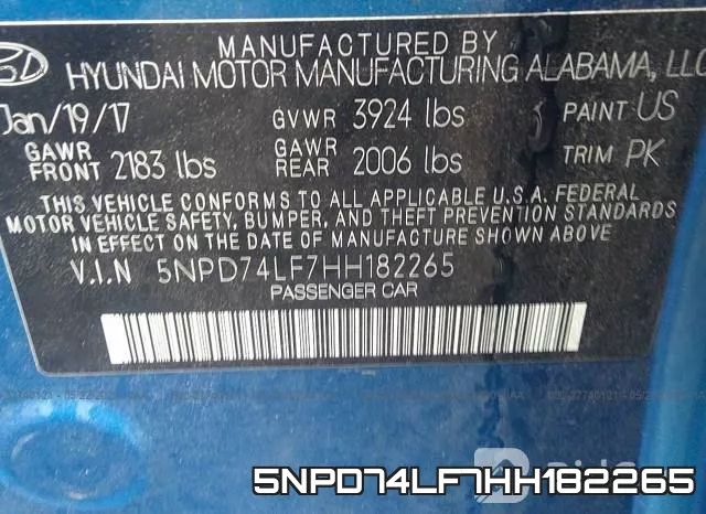 5NPD74LF7HH182265 фото 10