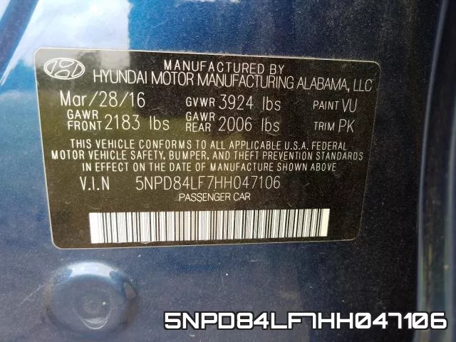 5NPD84LF7HH047106 фото 2