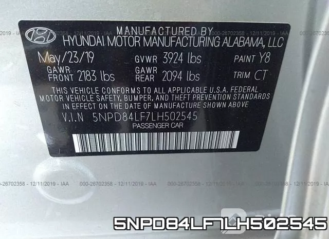 5NPD84LF7LH502545 фото 10