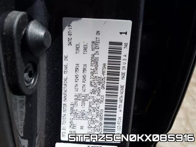 5TFAZ5CN0KX085916 фото 2