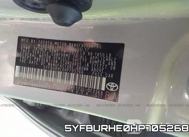 5YFBURHE0HP705268 фото 10
