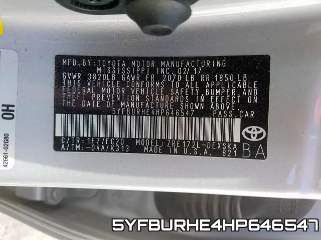5YFBURHE4HP646547 фото 2