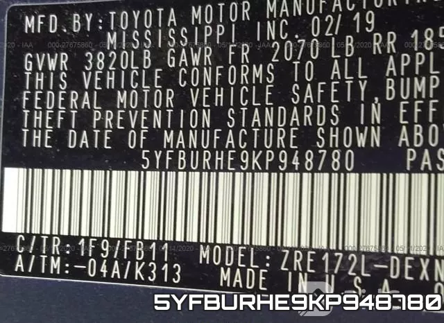 5YFBURHE9KP948780 фото 10
