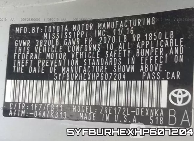 5YFBURHEXHP607204 фото 10