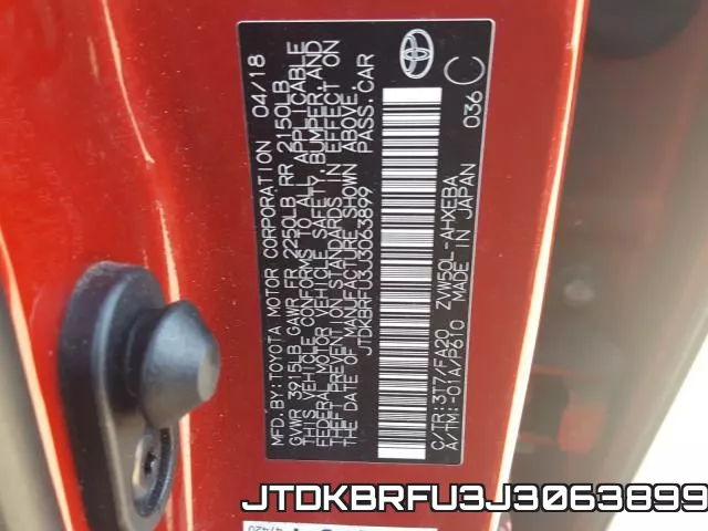 JTDKBRFU3J3063899 фото 2