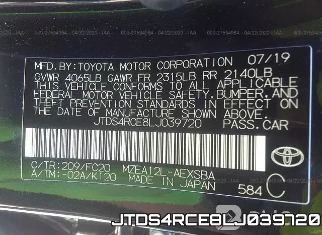 JTDS4RCE8LJ039720 фото 10