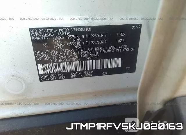 JTMP1RFV5KJ020163 фото 10