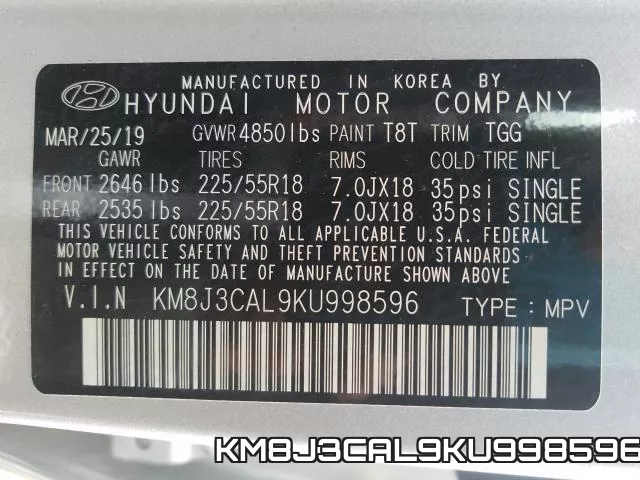 KM8J3CAL9KU998596 фото 2