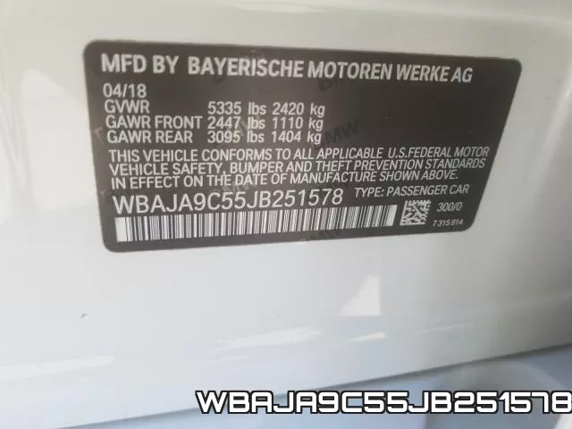 WBAJA9C55JB251578 фото 2