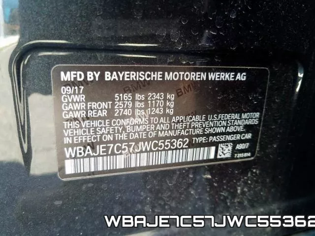WBAJE7C57JWC55362 фото 2